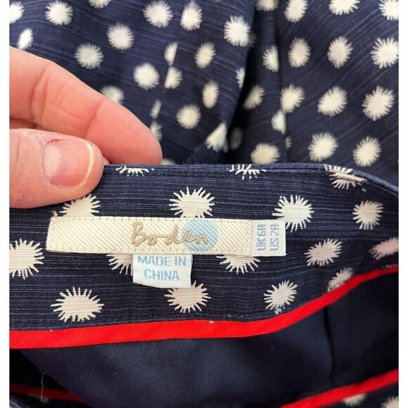 Boden Navy Blue & White A-Line Pleated Mini Skirt Polka Dot Print Size 2 - Picture 5 of 9